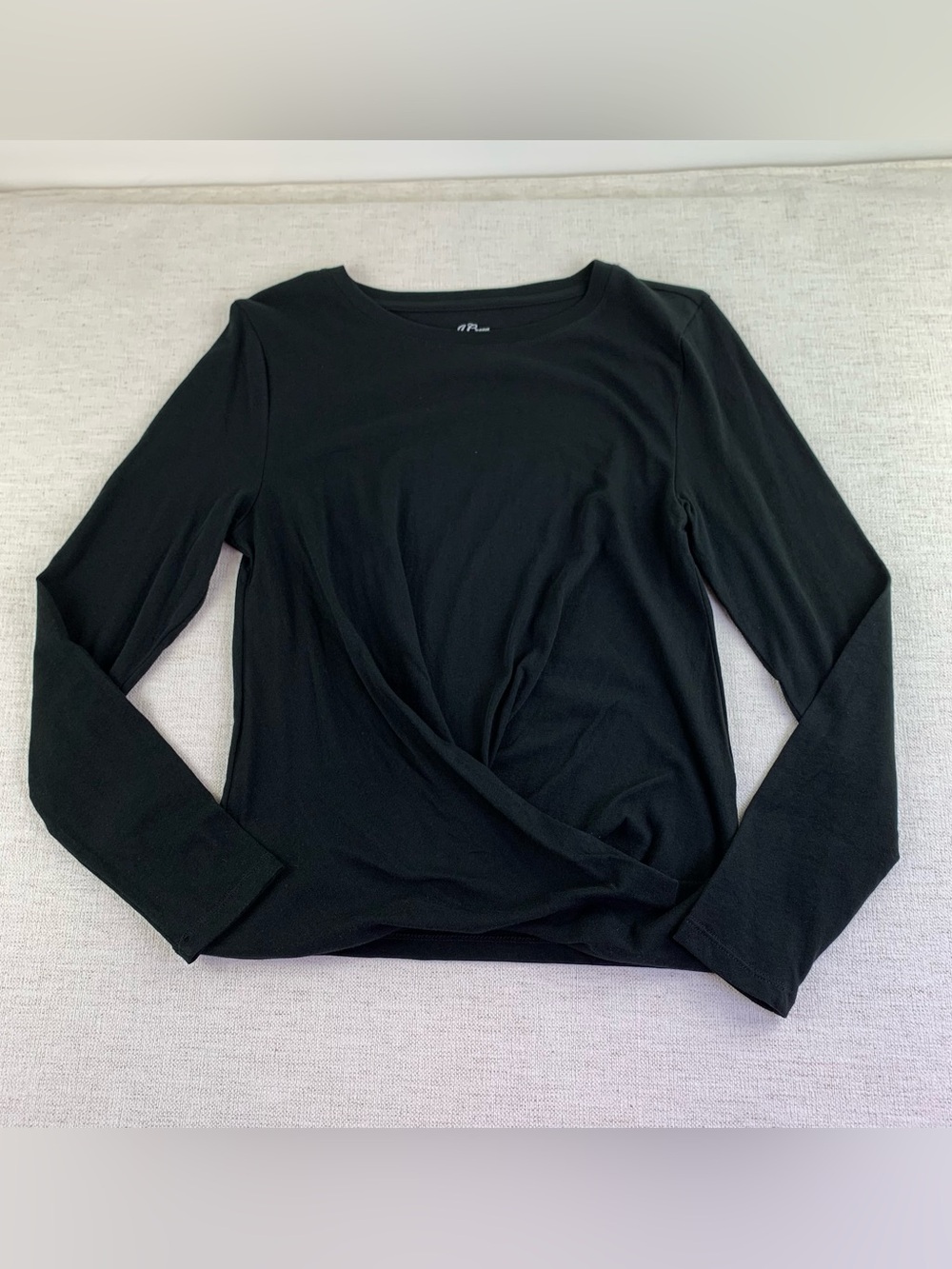 J Crew women's Broken-in jersey twist-front long-sleeve essential tee black‎